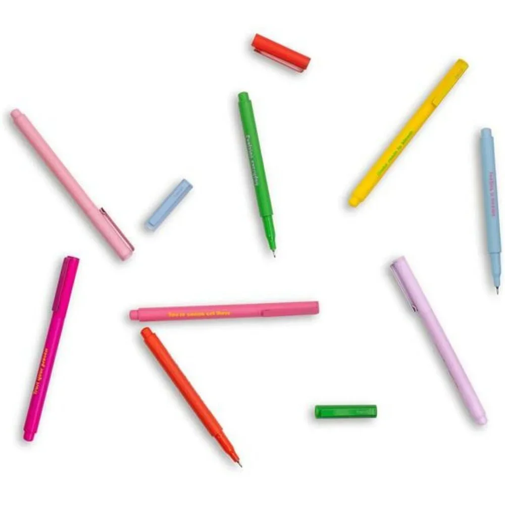 Colorful felt tip pens set of 8 fine point markers for journaling and note takin